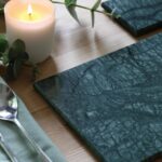 12pc Rectangle Marble Placemats and Square Coasters Set 30cm x 20cm Green - Image 6