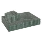 12pc Rectangle Marble Placemats and Square Coasters Set 30cm x 20cm Green