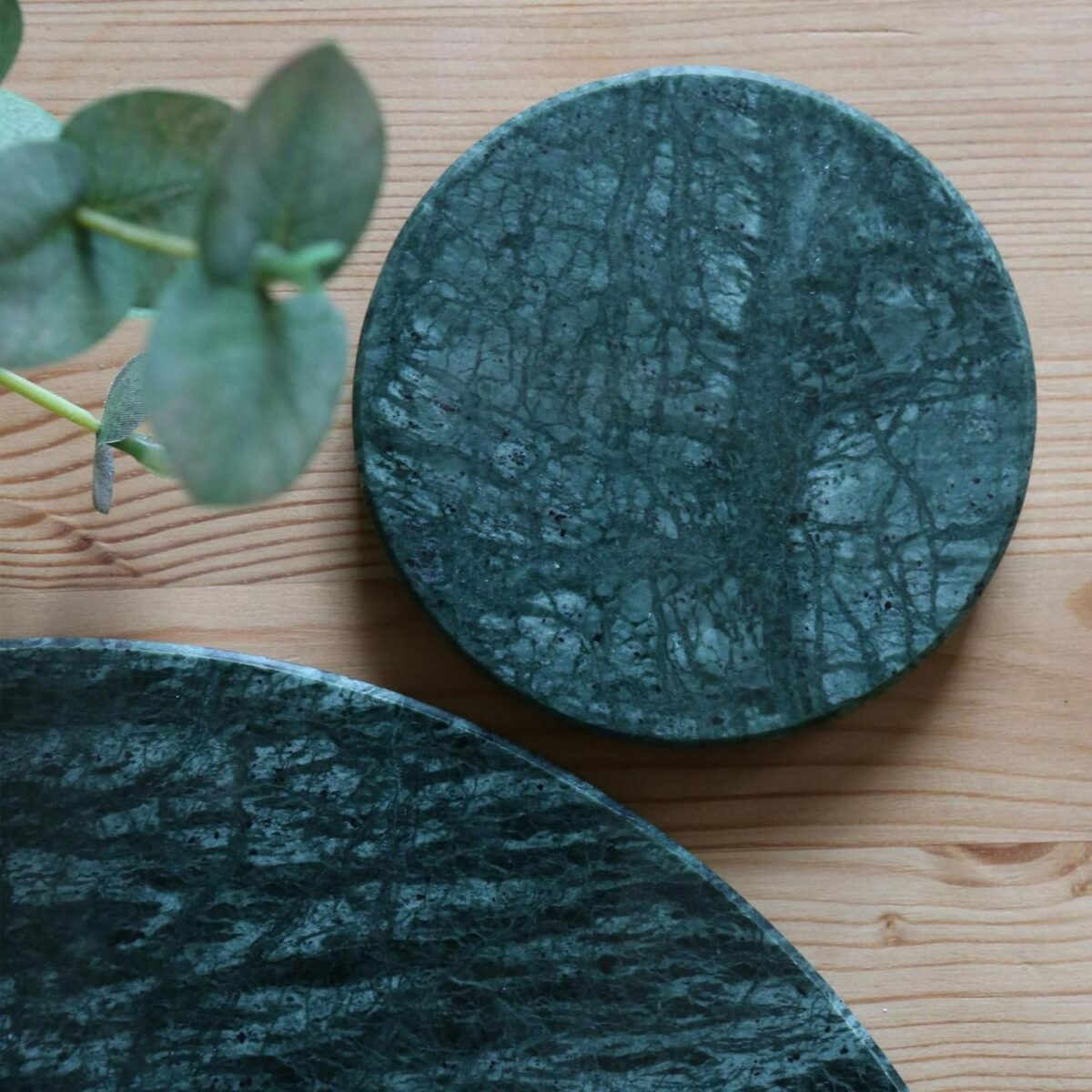 12pc Round Marble Placemats and Round Coasters Set 30cm Green Heat Resistant Mat - Image 7