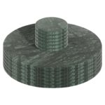 12pc Round Marble Placemats and Round Coasters Set 30cm Green Heat Resistant Mat