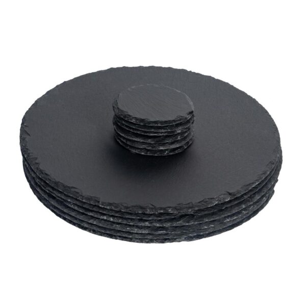 12pc Round Slate Pla 806e5836aa52f0b7b267d8866812e189