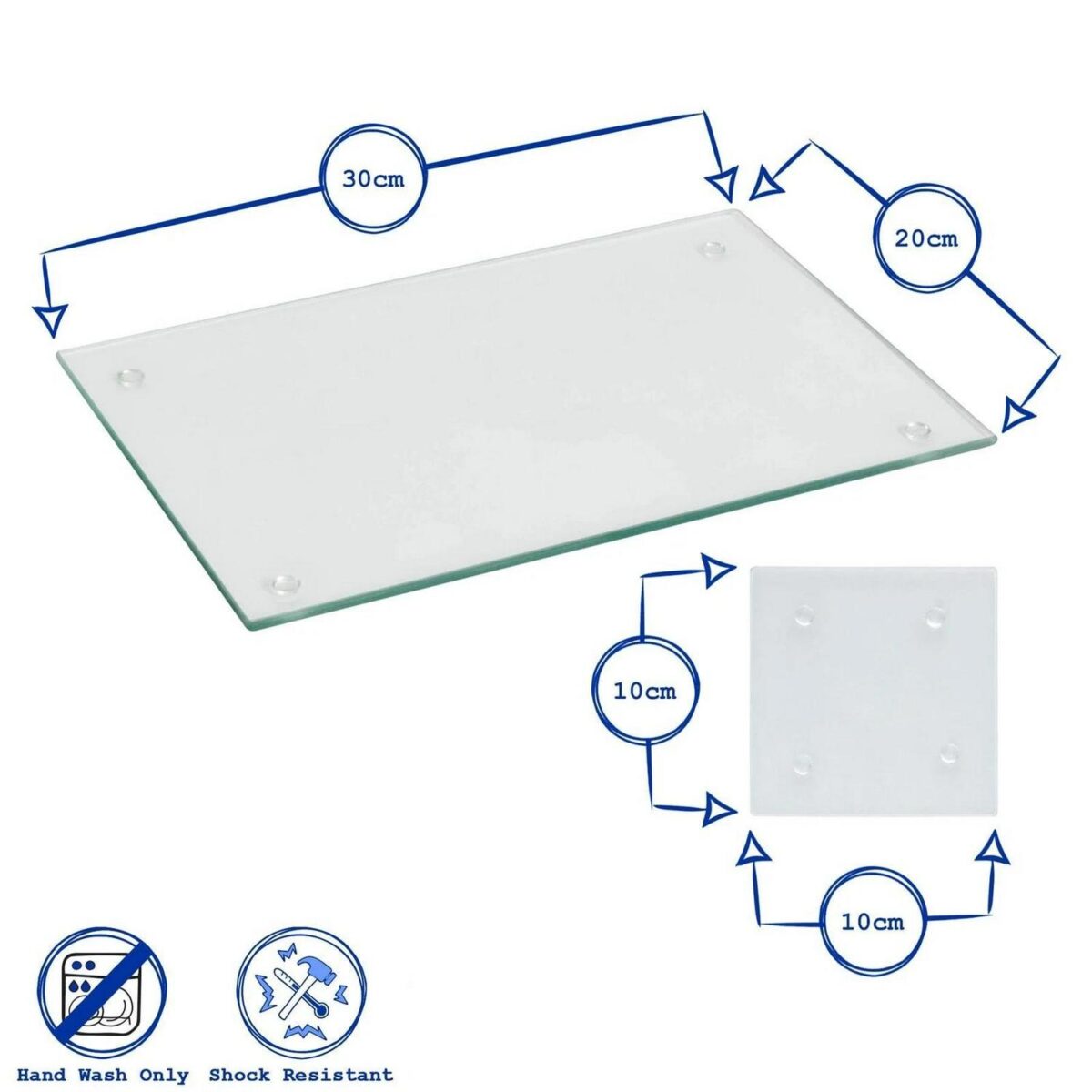12pc White 30cm x 20cm Glass Placemats and Coasters Set Table Mats Coaster Sets - Image 3