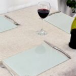 12pc White 30cm x 20cm Glass Placemats and Coasters Set Table Mats Coaster Sets - Image 5