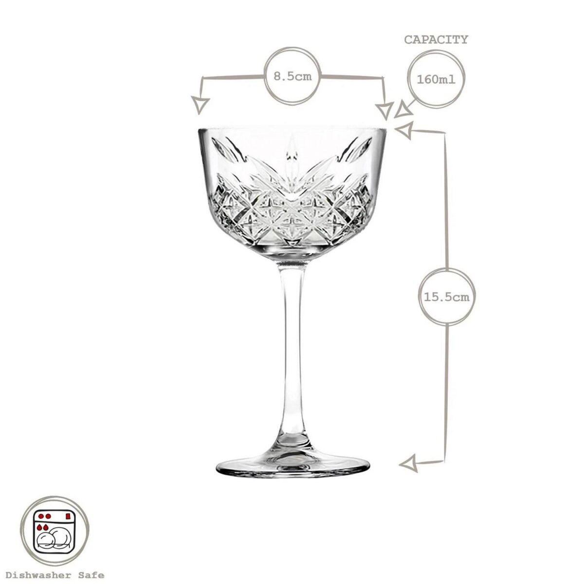 12x 160ml Timeless Nick and Nora Glasses Martini Cocktail Drinking Glass Set - Image 3