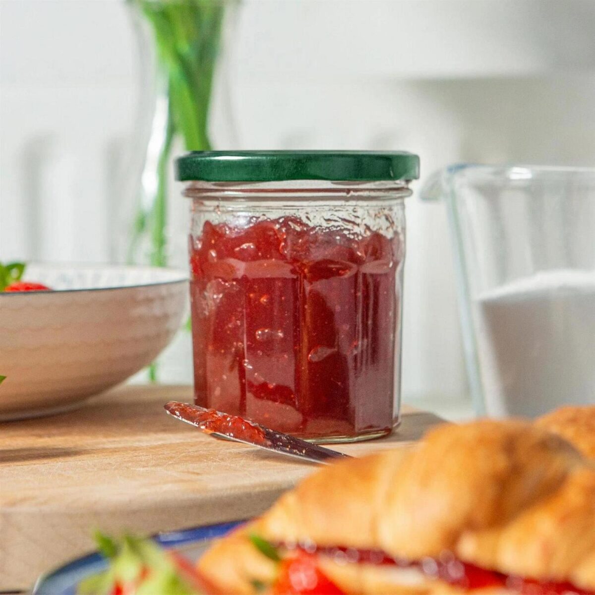12x 250ml Glass Jam Jars with Green Lids Chutney Preserve Honey Pickle Storage - Image 7