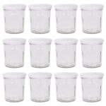 12x 250ml Glass Jam Jars with White Lids Chutney Preserve Honey Pickle Storage