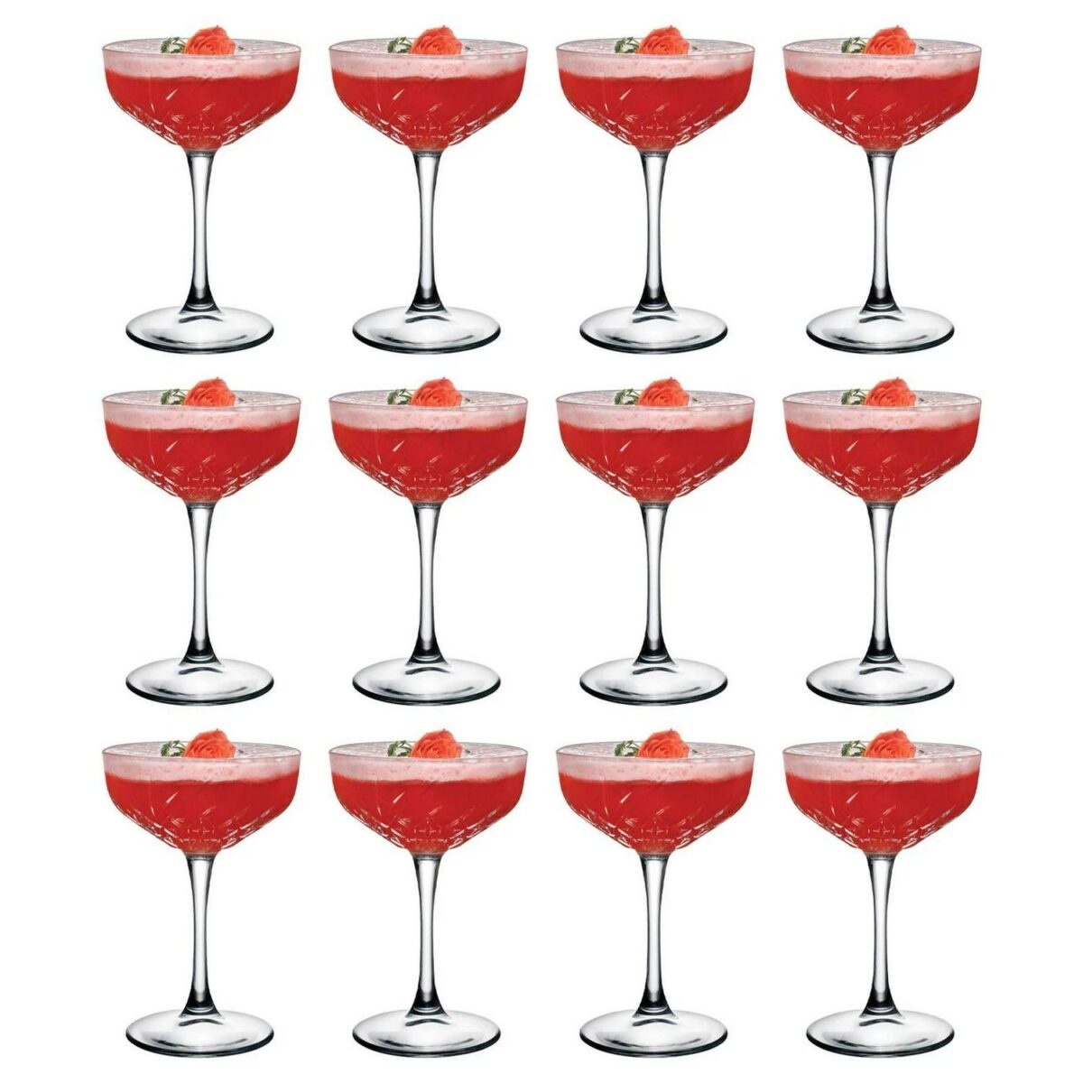 12x 255ml Timeless Glass Champagne Saucers Vintage Cocktail Coupe Glasses Set - Image 1