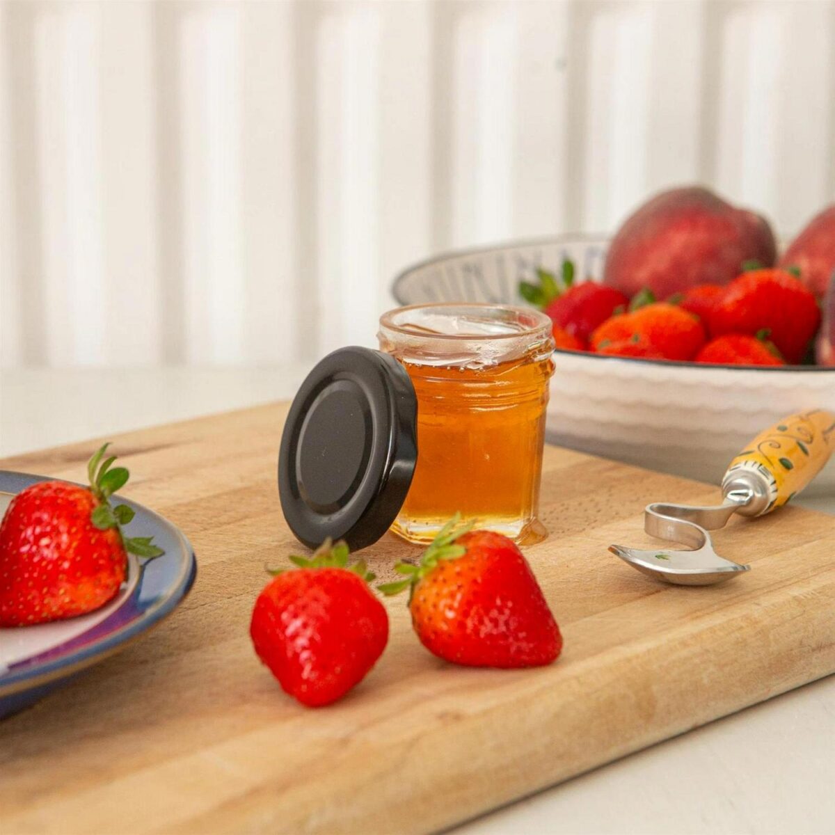12x 30ml Glass Jam Jars with Black Lids Chutney Preserve Honey Pickle Storage - Image 7