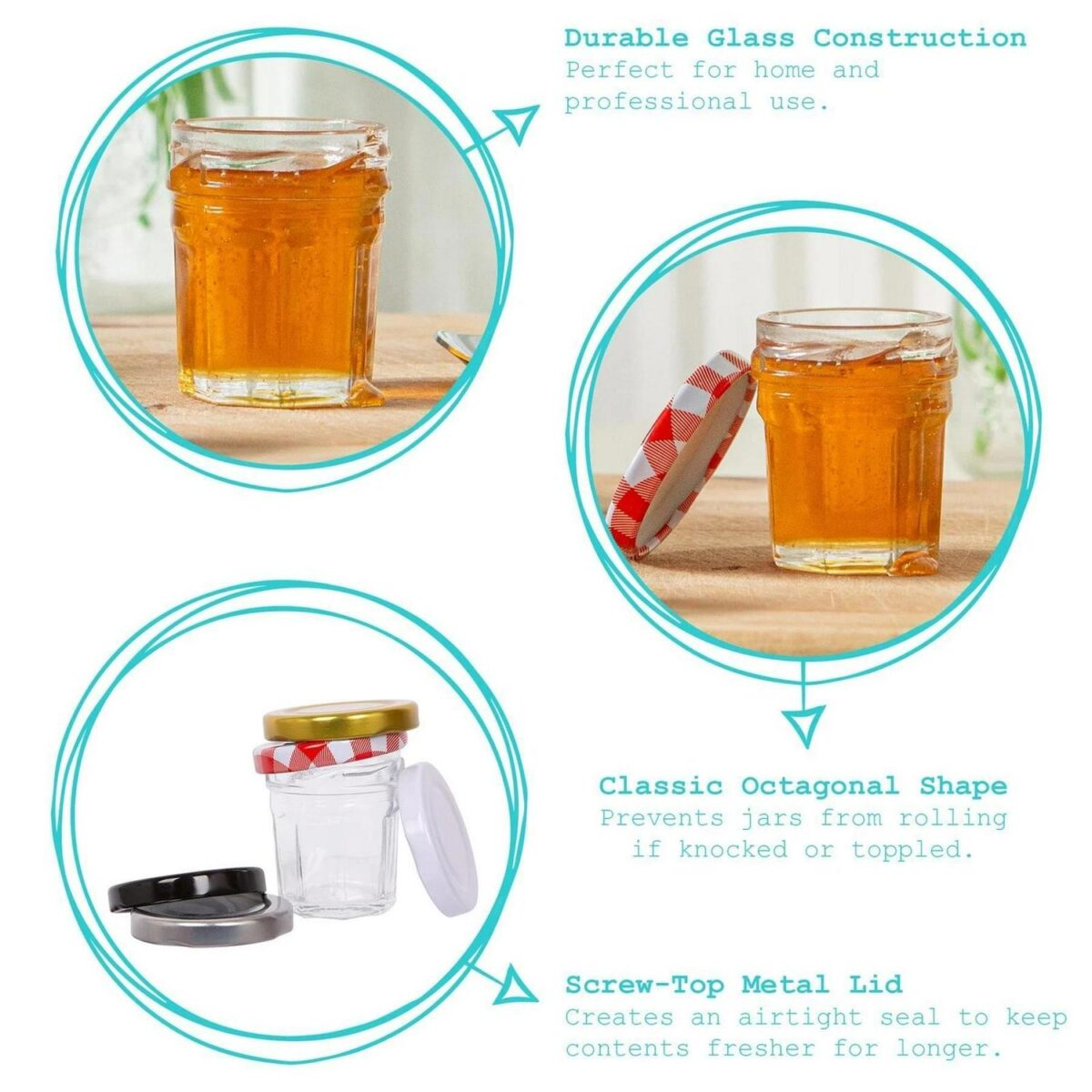 12x 30ml Glass Jam Jars with Green Lids Chutney Preserve Honey Pickle Storage - Image 2