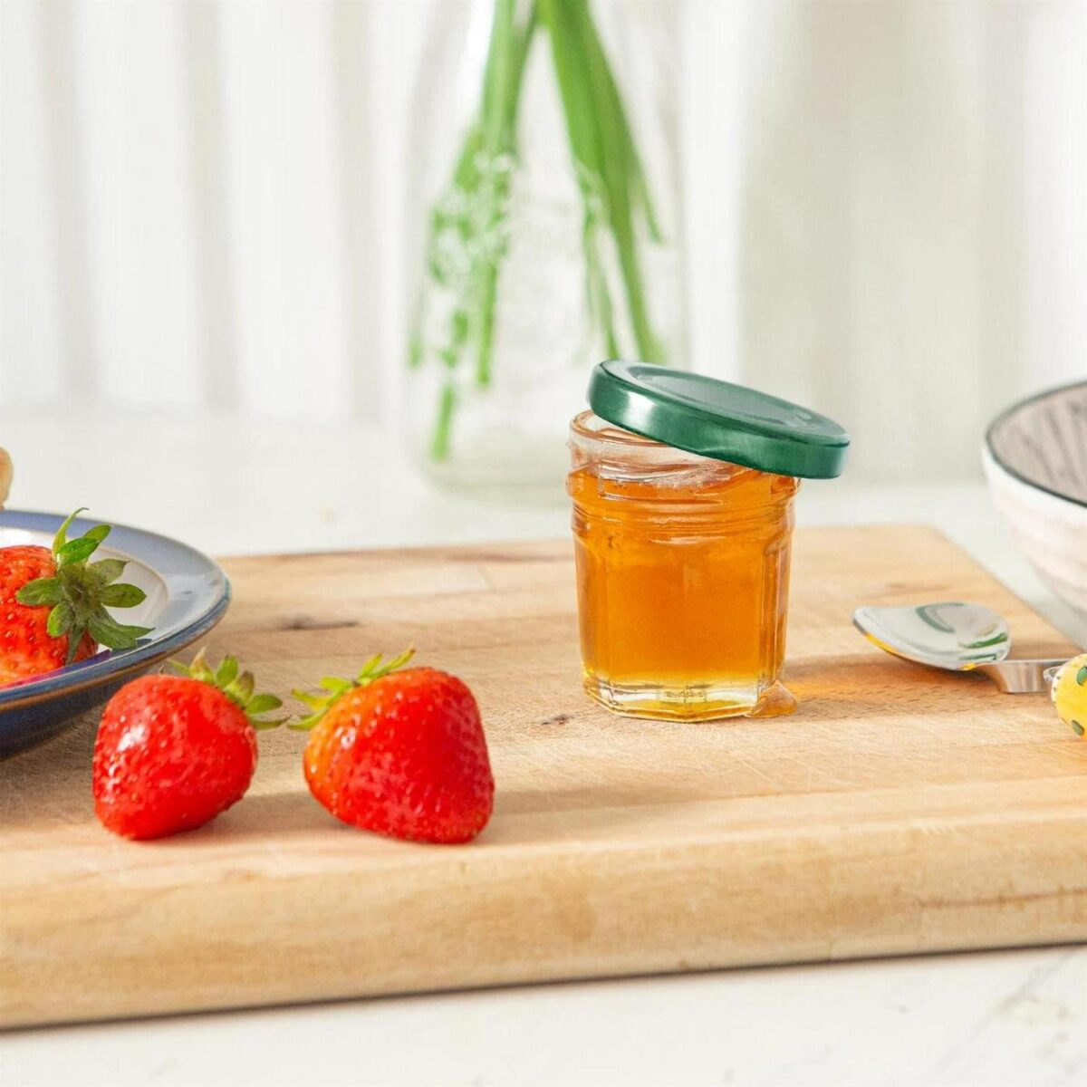 12x 30ml Glass Jam Jars with Green Lids Chutney Preserve Honey Pickle Storage - Image 7