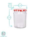 12x 380ml Glass Jam Jars with Black Lids Chutney Preserve Honey Pickle Storage - Image 3