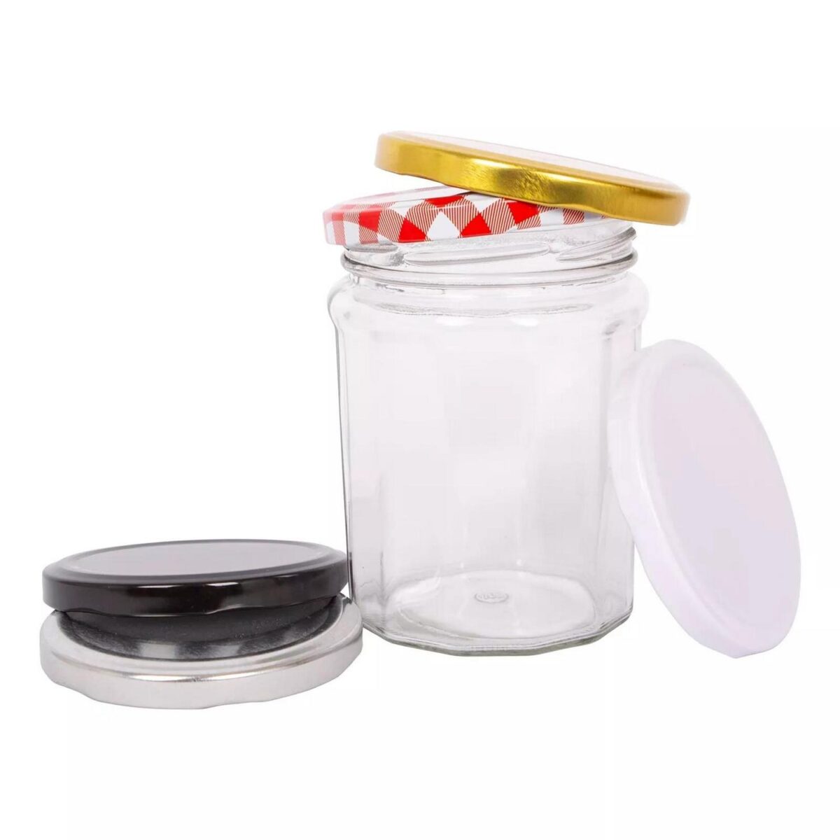 12x 380ml Glass Jam Jars with Black Lids Chutney Preserve Honey Pickle Storage - Image 4