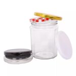 12x 380ml Glass Jam Jars with Black Lids Chutney Preserve Honey Pickle Storage - Image 4