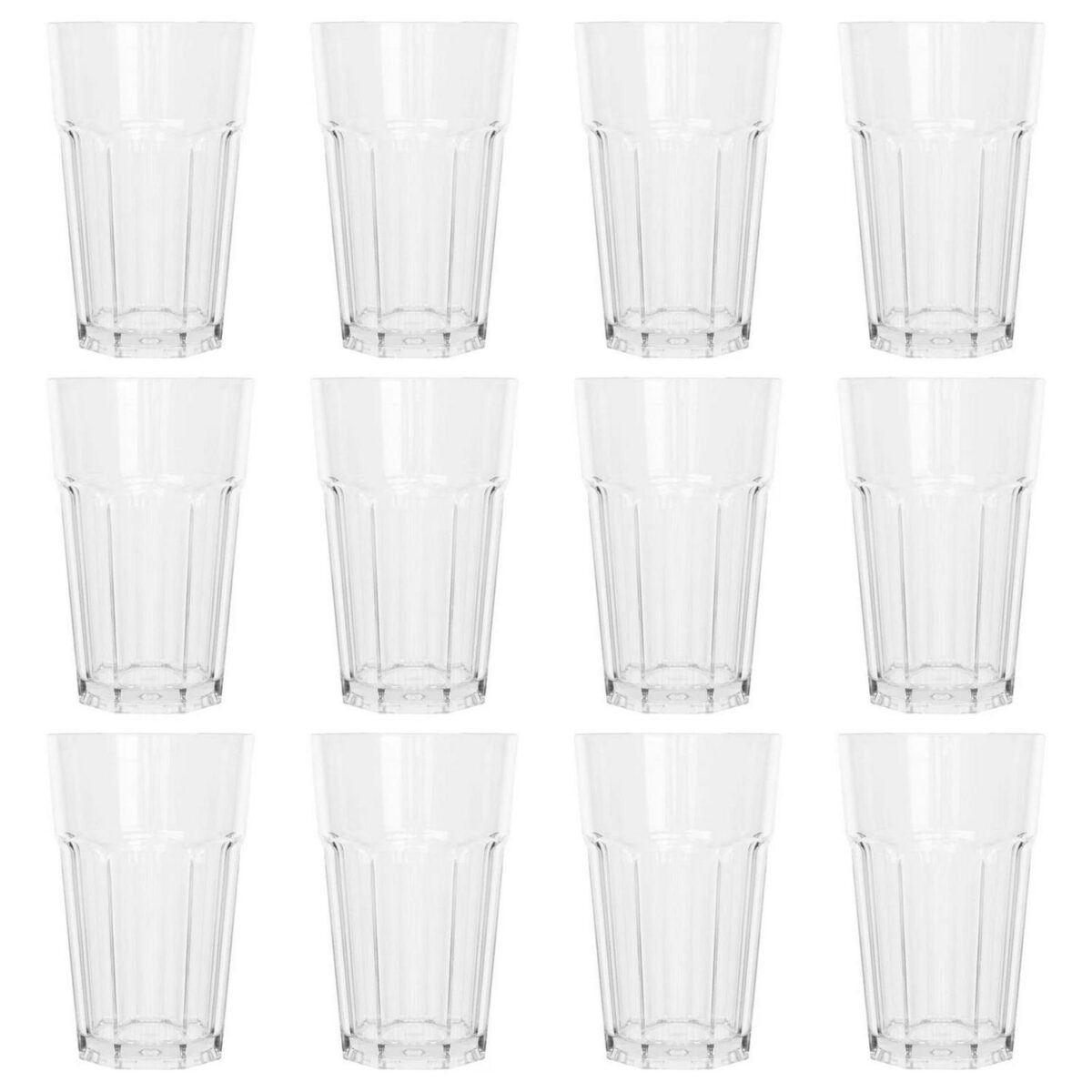 12x 400ml Reusable Plastic Highball Glasses Shatterproof Picnic Drinking Cups - Image 1