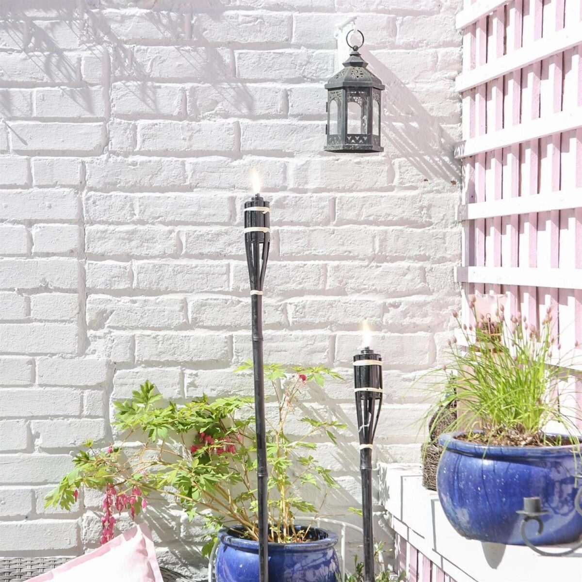 12x Black 113cm Bamboo Garden Fire Torches Outdoor Paraffin Oil Tiki Lantern - Image 7