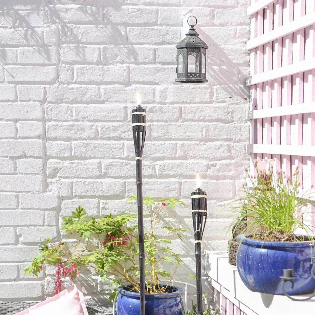 12x Black 60cm Bamboo Garden Fire Torches Outdoor Paraffin Oil Tiki Lantern - Image 7
