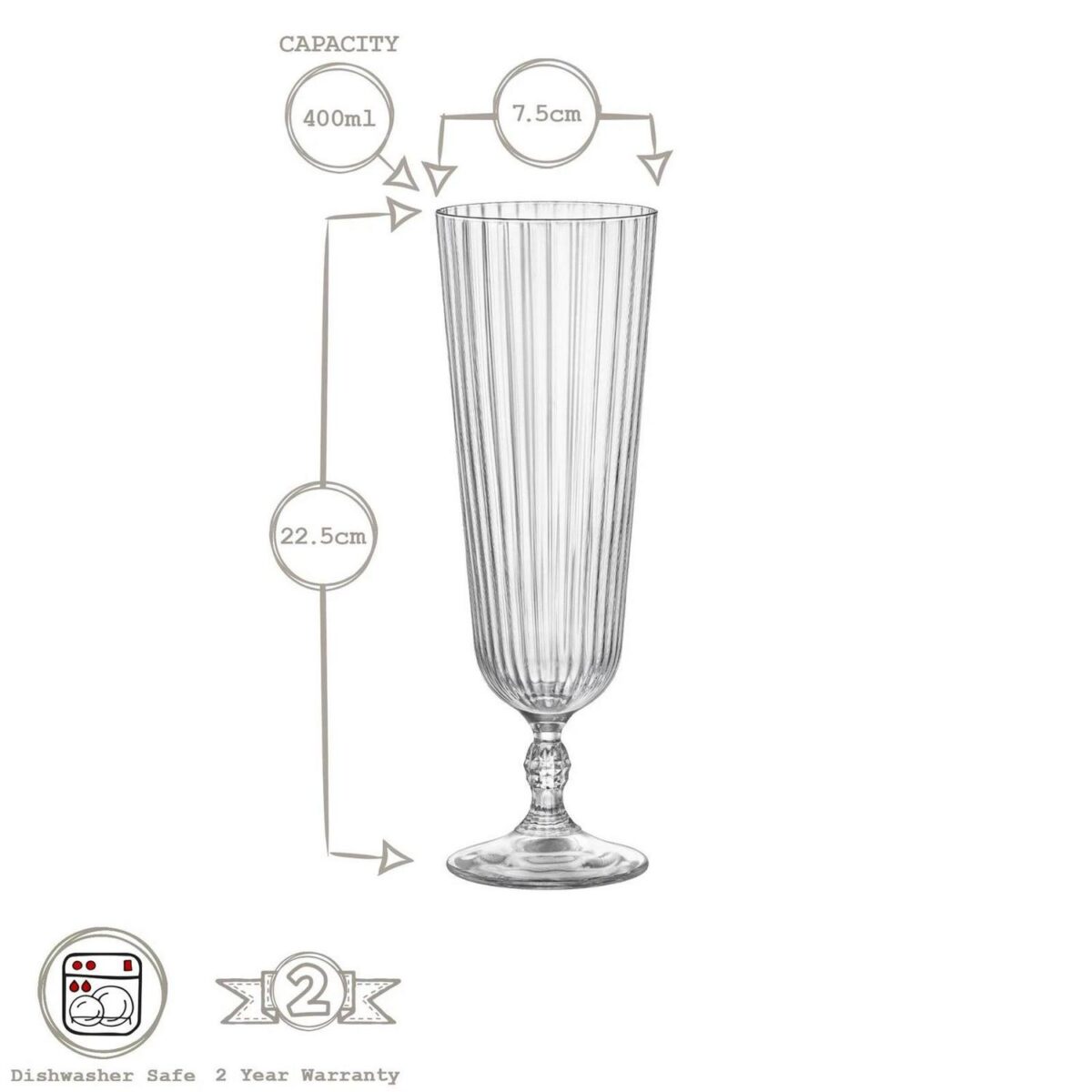 12x Bormioli Rocco 400ml America '20s Sling Cocktail Glasses Clear Glass Set - Image 3