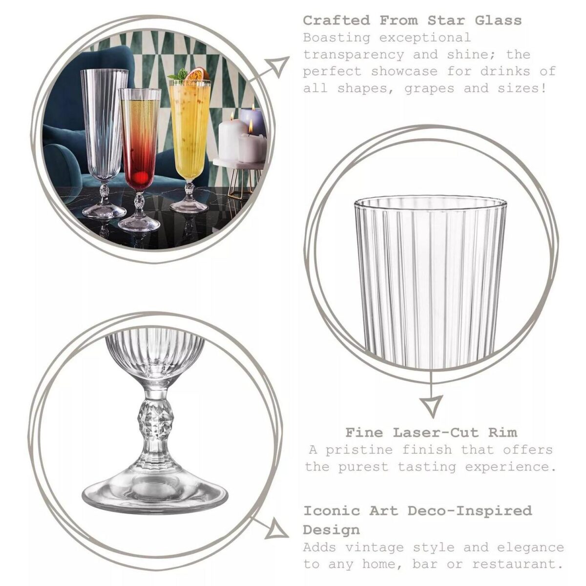 12x Bormioli Rocco 510ml America '20s Sling Cocktail Glasses Clear Glass Set - Image 2
