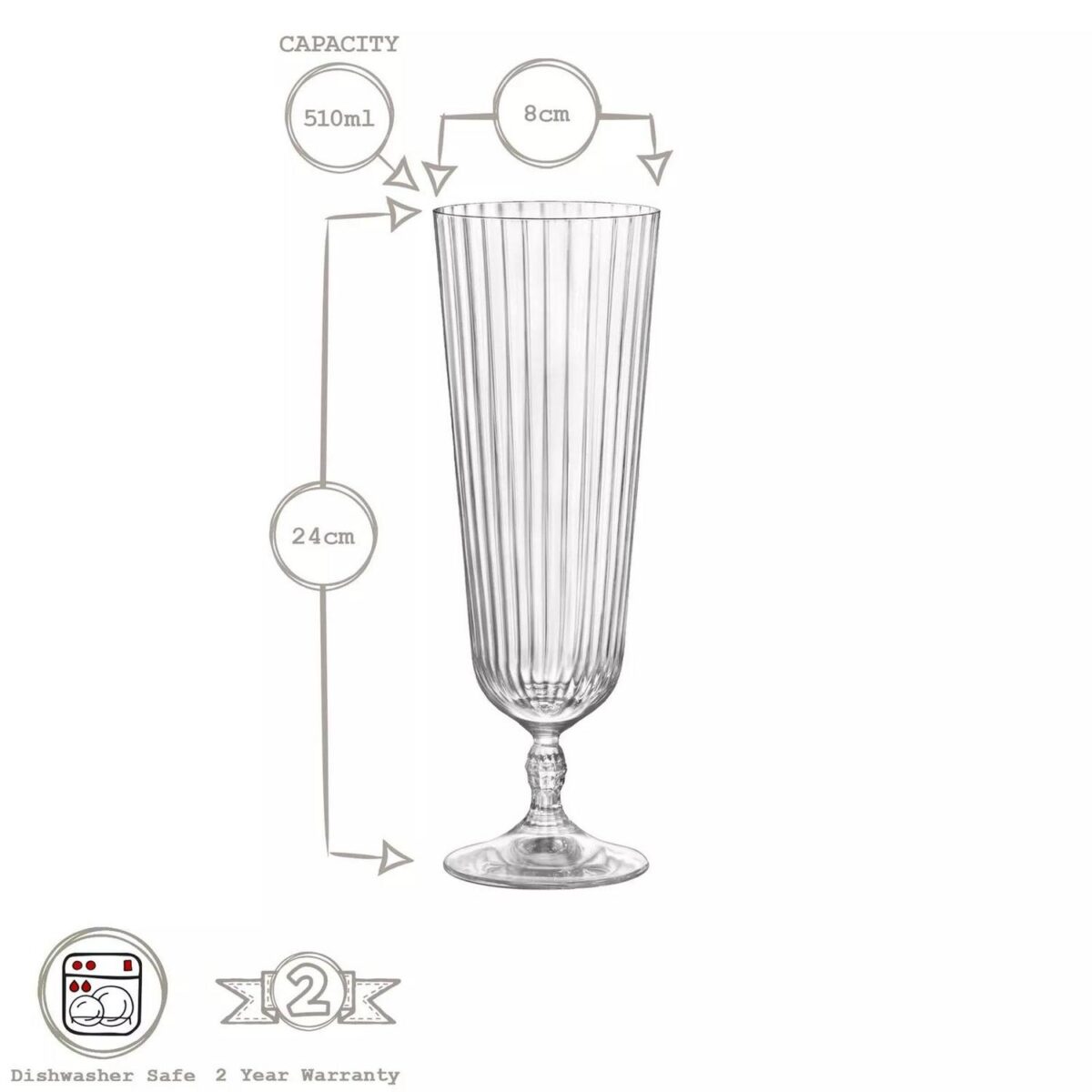 12x Bormioli Rocco 510ml America '20s Sling Cocktail Glasses Clear Glass Set - Image 3
