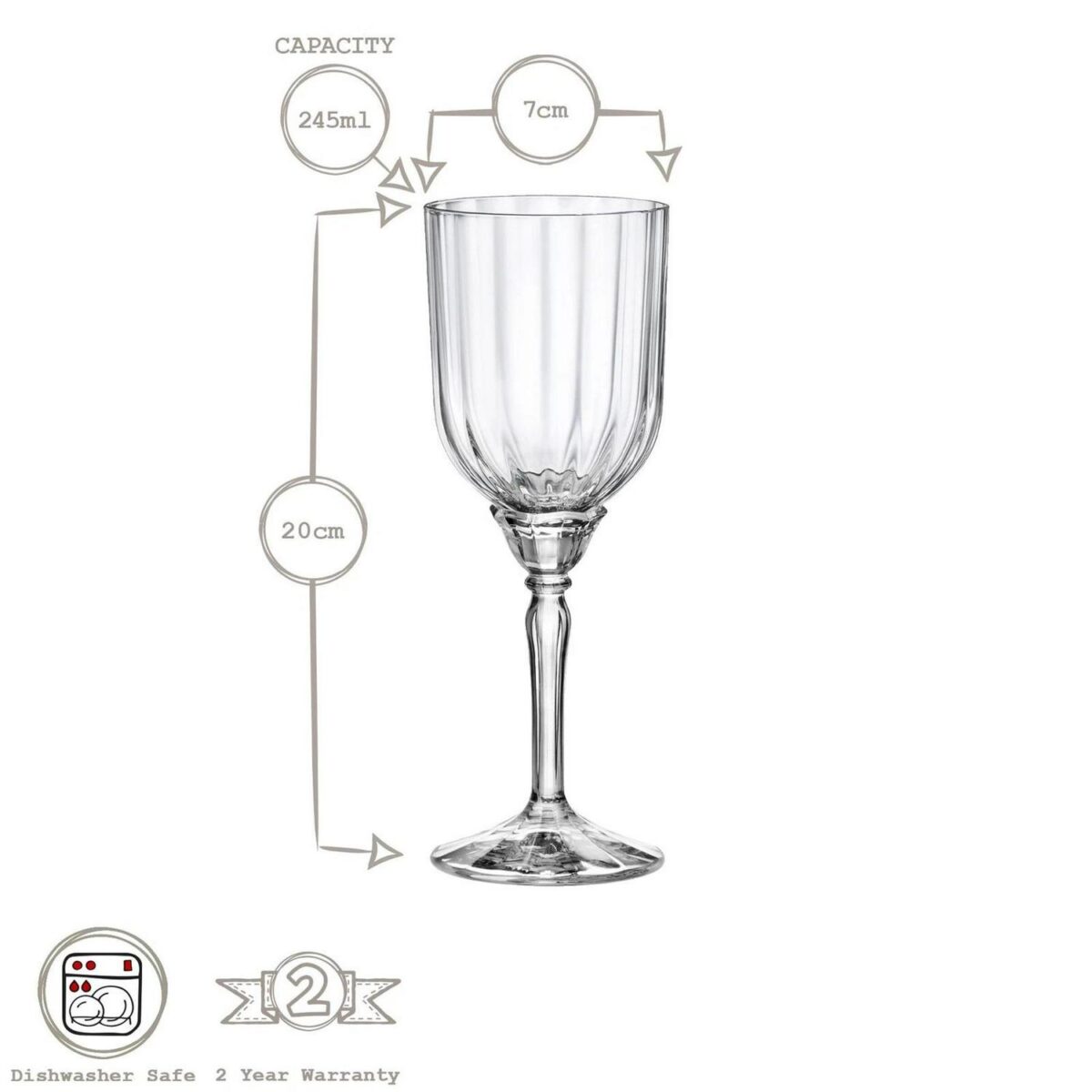 12x Bormioli Rocco Florian Cocktail Glasses Glass Cocktail Goblets 245ml Clear - Image 3