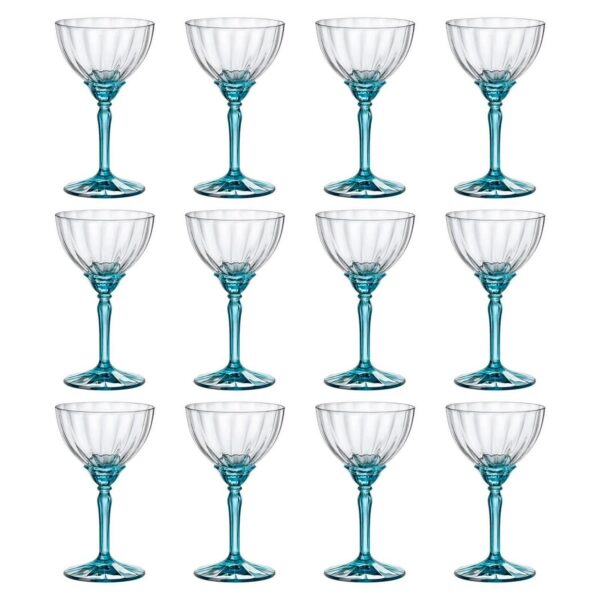 12x Bormioli Rocco Florian Espresso Martini Glasses Champagne 240ml Blue