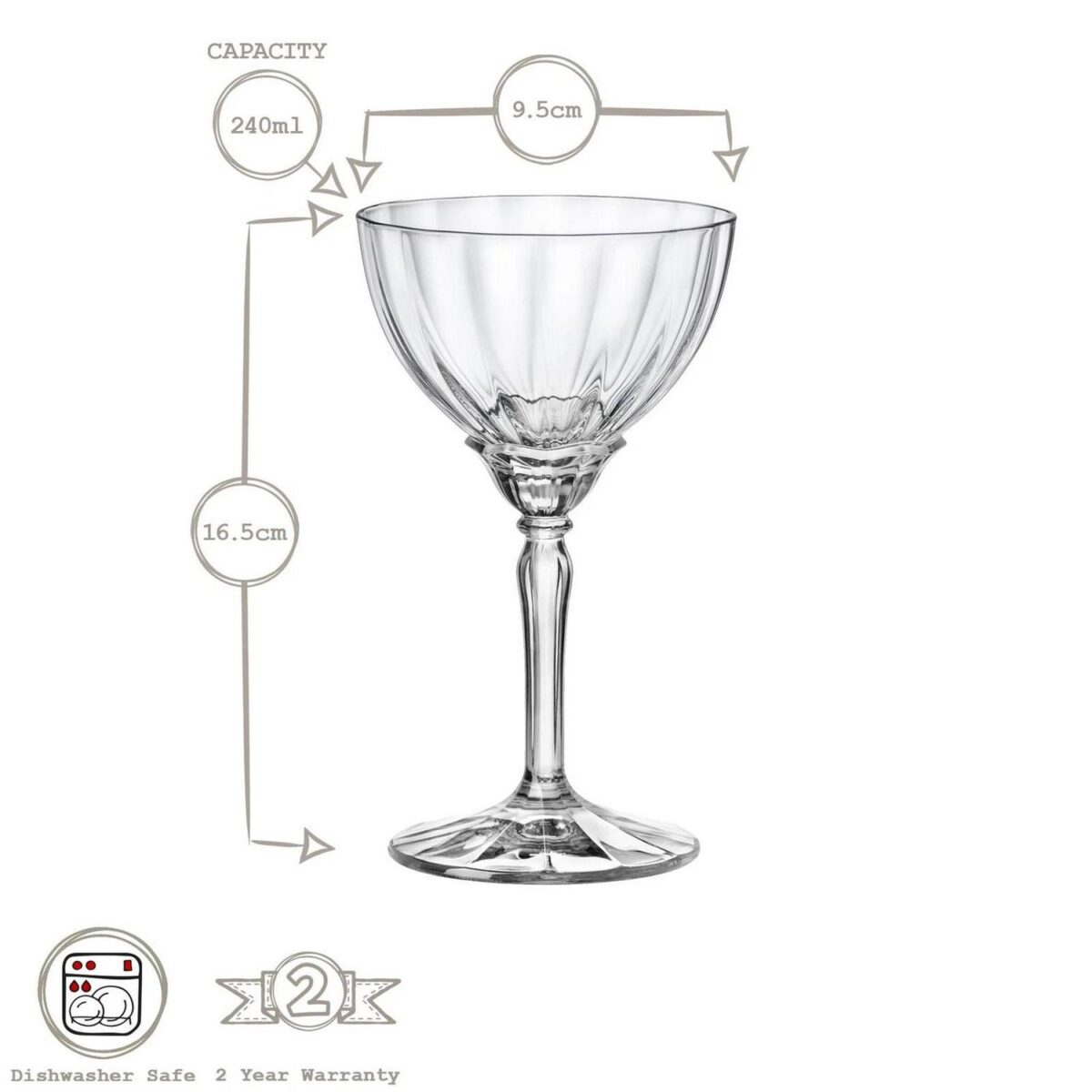 12x Bormioli Rocco Florian Champagne Cocktail Martini Glasses 240ml Clear - Image 3