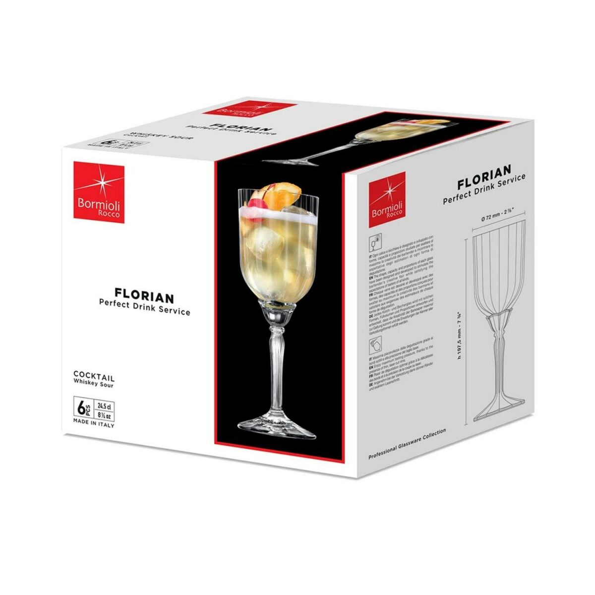 12x Bormioli Rocco Florian Cocktail Glasses Glass Cocktail Goblets 245ml Clear - Image 5