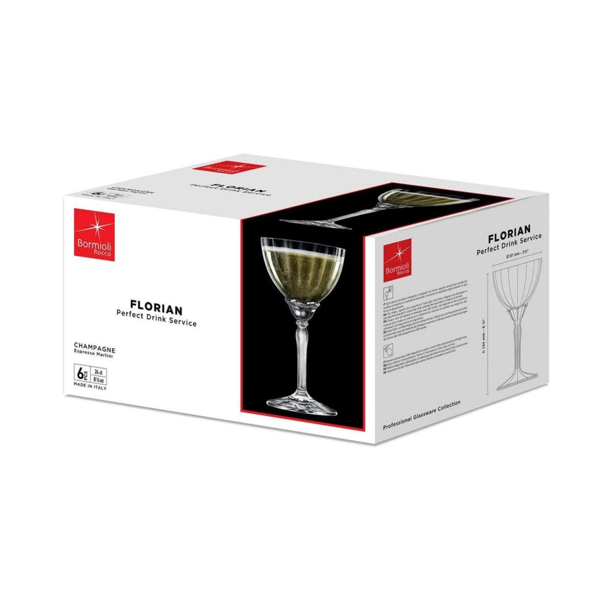 12x Bormioli Rocco Florian Champagne Cocktail Martini Glasses 240ml Clear - Image 5
