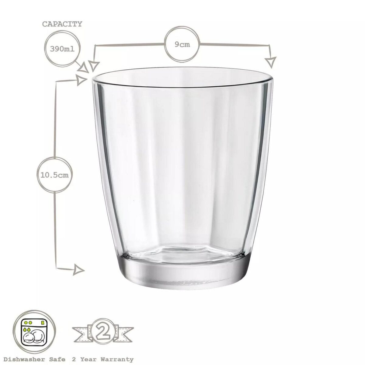 12x Bormioli Rocco Pulsar Double Old Fashioned Glasses Tumblers Set 390ml Clear - Image 3