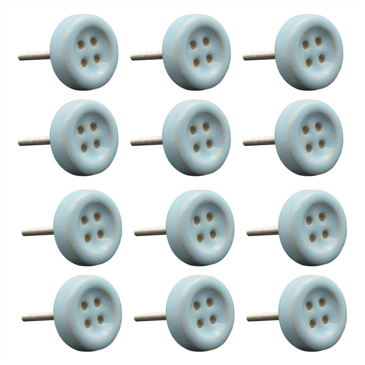 12x Ceramic Cabinet Knobs Kitchen Cupboard Door Drawer Handles Blue Button - Image 1