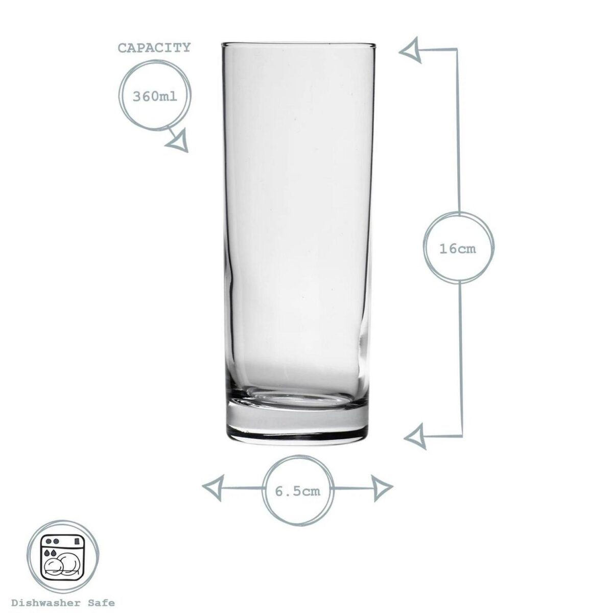 12x Classic Highball Glasses Modern Water Juice Cocktail Tumblers 360ml Clear - Image 3
