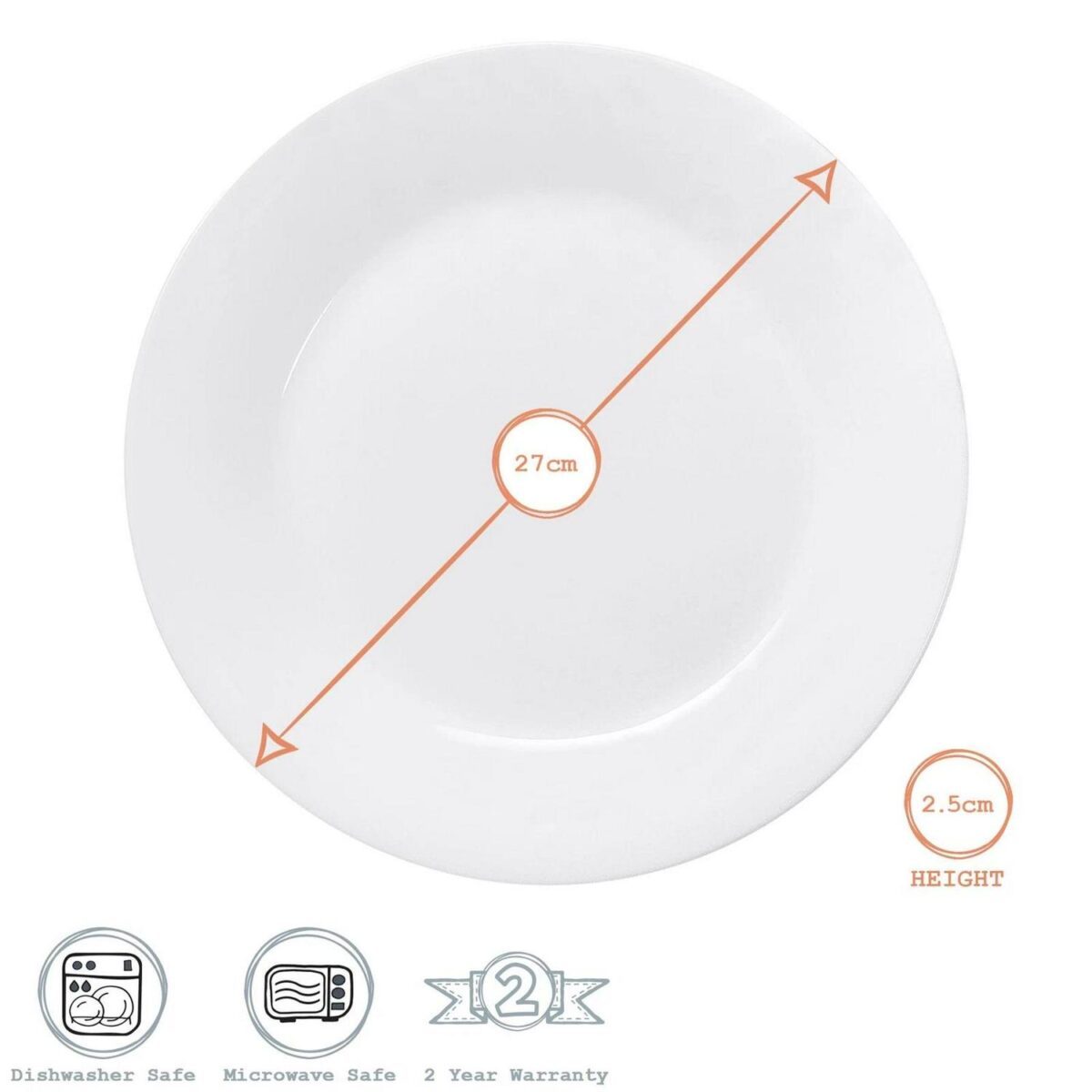 12x Classic White Dinner Plates Porcelain Dining Serving Dishes 27cm - Image 3