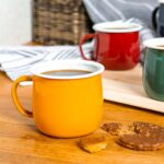 12x Coloured Enamel Belly Mugs Metal Camping Tea Coffee Cups Set 375ml Yellow - Image 5