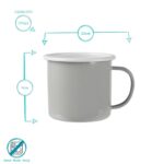 12x Coloured Enamel Mugs Metal Camping Tea Hot Drinks Cups Set 375ml Grey - Image 3