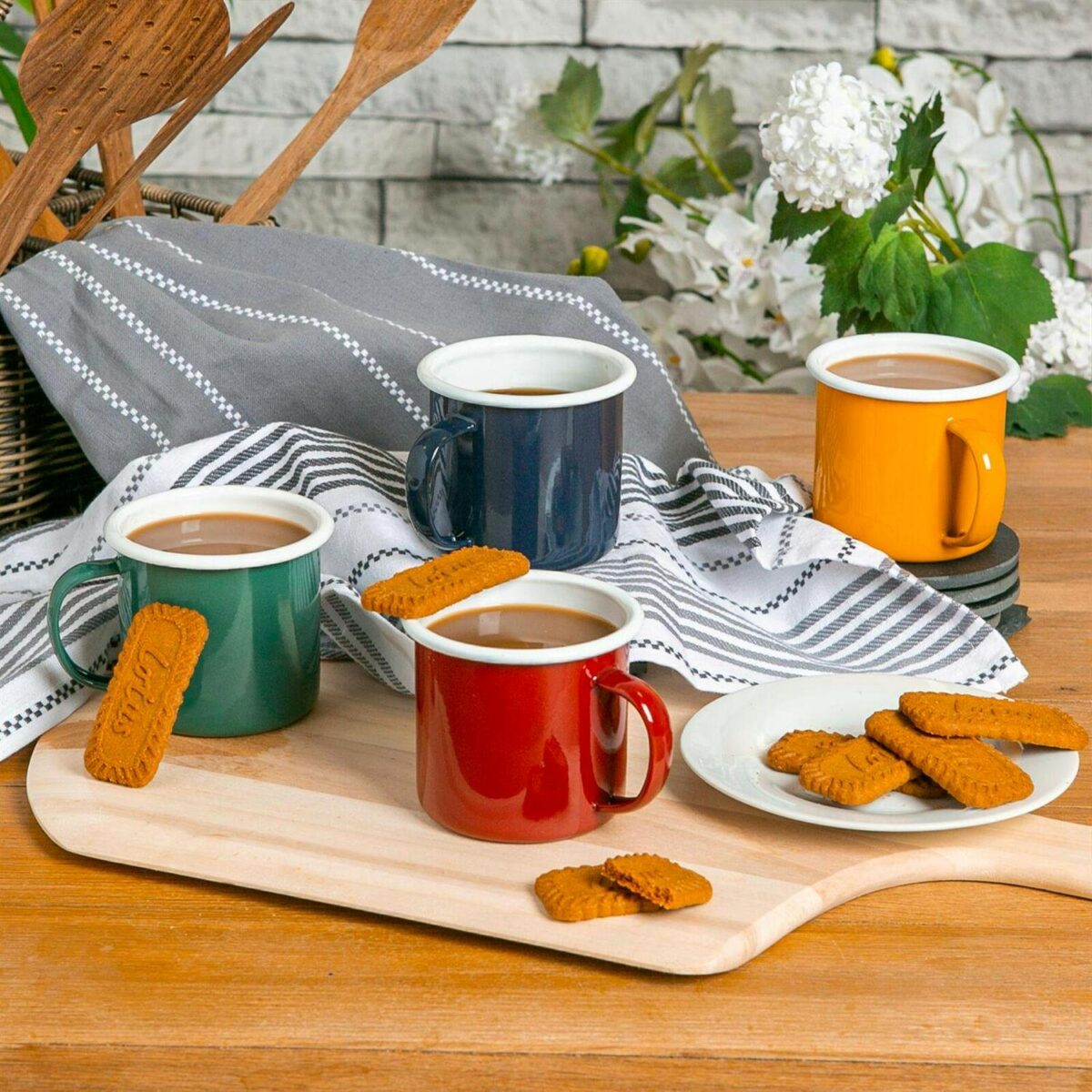 12x Coloured Enamel Mugs Metal Camping Tea Coffee Hot Drinks Cups 375ml Black - Image 6