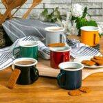 12x Coloured Enamel Mugs Metal Camping Tea Hot Drinks Cups Set 375ml Grey - Image 6