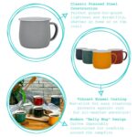 12x Coloured Enamel Belly Mugs Metal Camping Tea Coffee Cups Set 375ml Yellow - Image 2