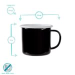 12x Coloured Enamel Mugs Metal Camping Tea Coffee Hot Drinks Cups 375ml Black - Image 3