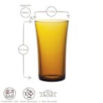 12x Duralex Lys Highball Glasses Tall Glass Drinking Tumblers Set 280ml Amber - Image 3