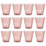 12x Duralex Pink 250ml Picardie Glass Tumblers Water Whiskey Drinking Cup Set