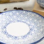 12x Hand-Printed Cappuccino Saucers Porcelain Tea Coffee Cups 14.5cm Navy - Image 5