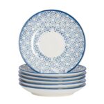 12x Hand-Printed Cappuccino Saucers Porcelain Tea Coffee Cups 14.5cm Navy