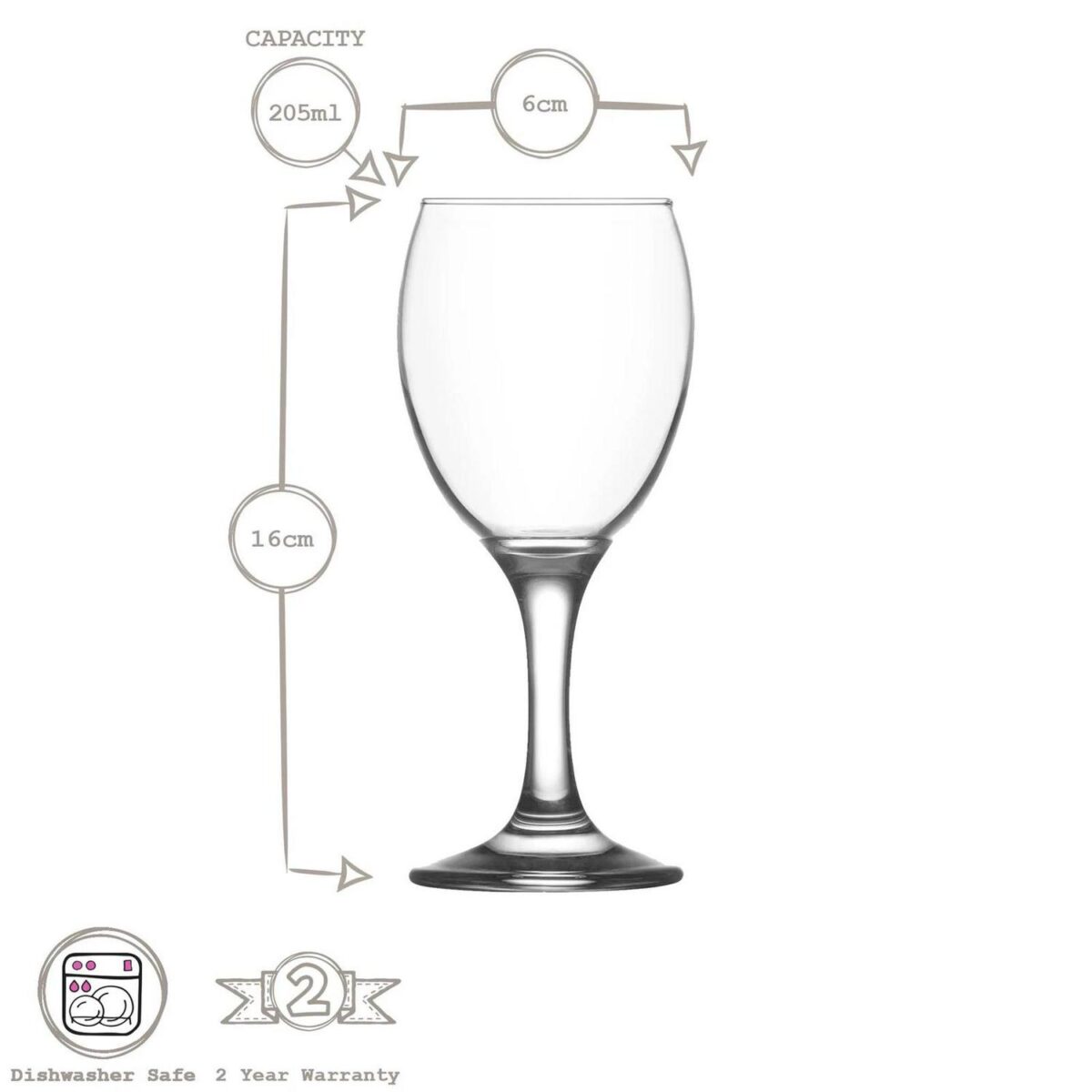 12x LAV 205ml Empire White Wine Glasses Party Cocktail Drinking Glass Goblet Set - Image 3