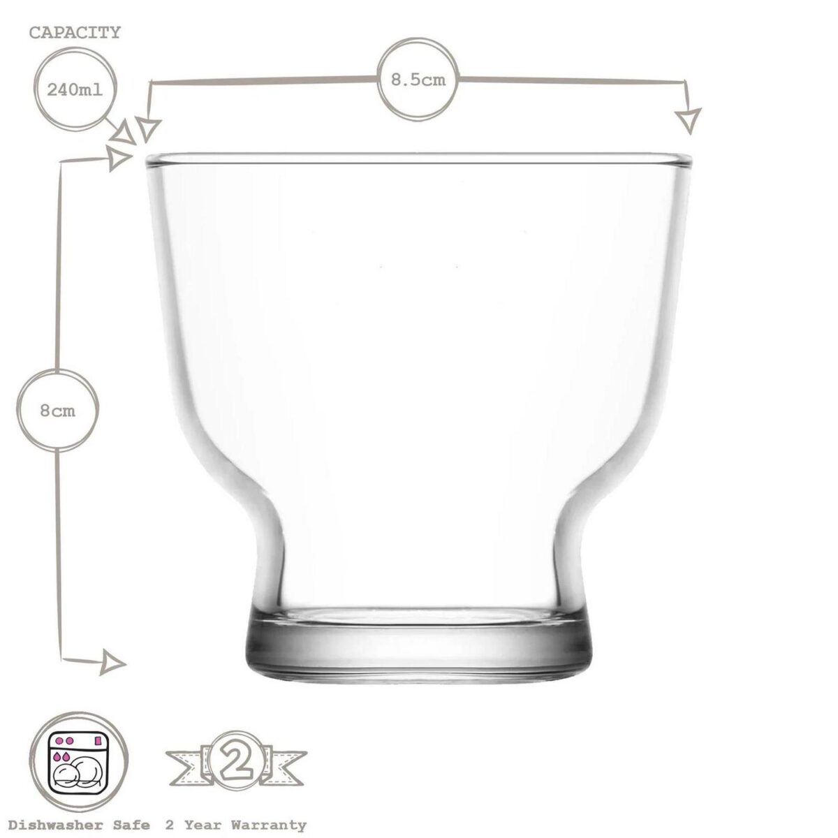 12x LAV 240ml Petit Glass Ice Cream Bowls Fruit Sundae Dessert Dishes Set - Image 3