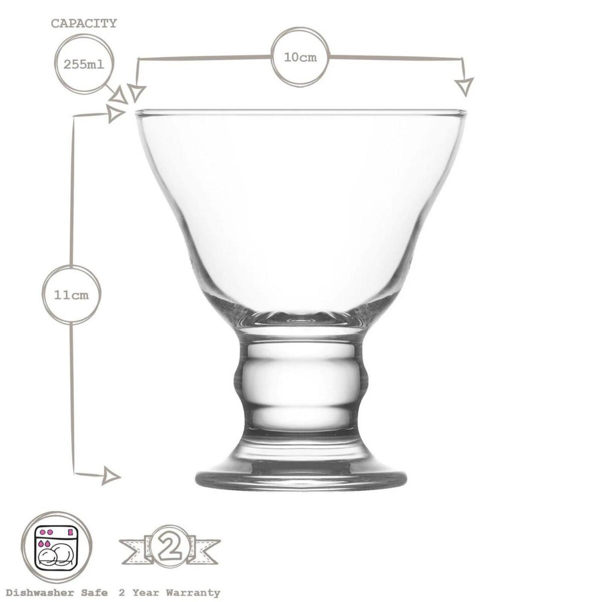 12x LAV 255ml Orion Glass Ice Cream Bowls Fruit Sundae Dessert Dishes Set - Image 3