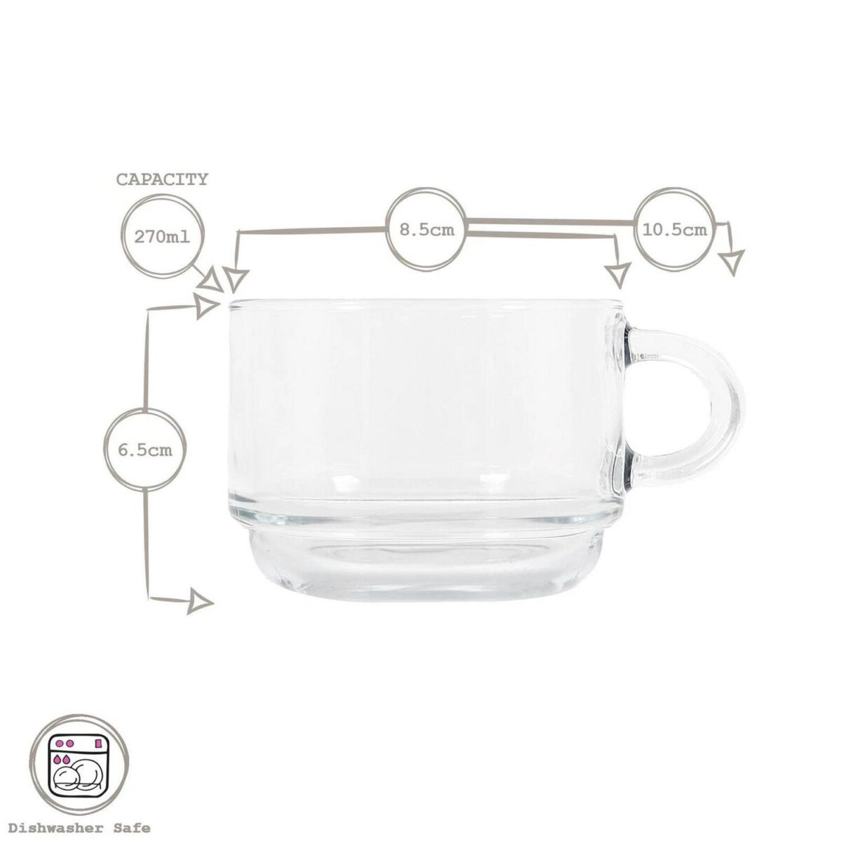 12x LAV 270ml Cozy Stacking Glass Coffee Cups Clear Tea Latte Cappuccino Glasses - Image 3