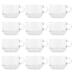 12x LAV 270ml Cozy Stacking Glass Coffee Cups Clear Tea Latte Cappuccino Glasses
