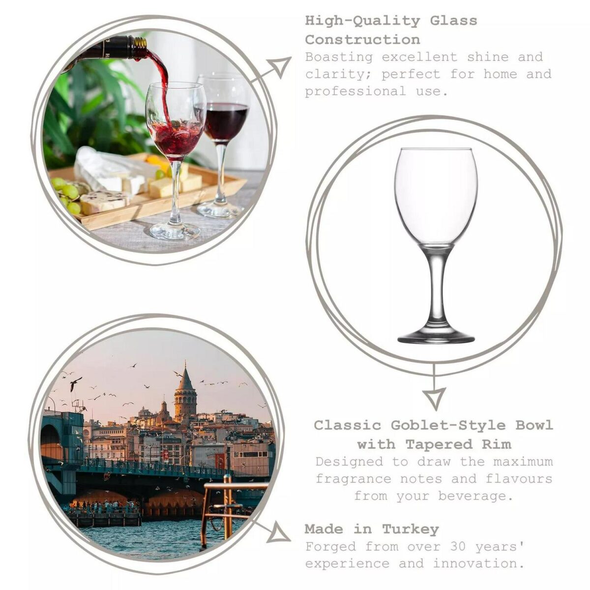 12x LAV 340ml Empire Wine Glasses Party Cocktail Drinking Glass Goblet Set - Image 2