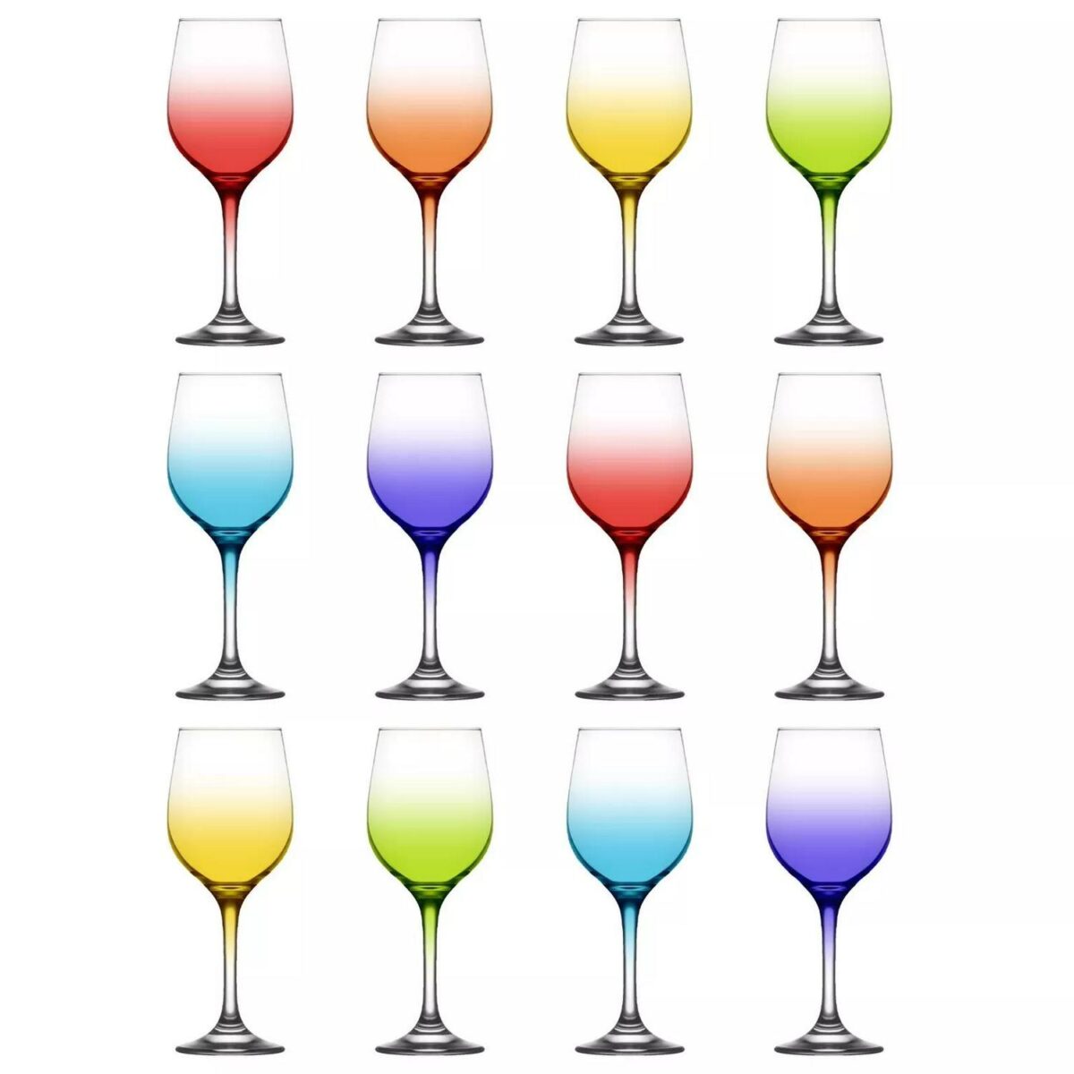 12x LAV 395ml Fame Wine Glasses Full Colour Party Cocktail Drinking Goblet Set - Image 1