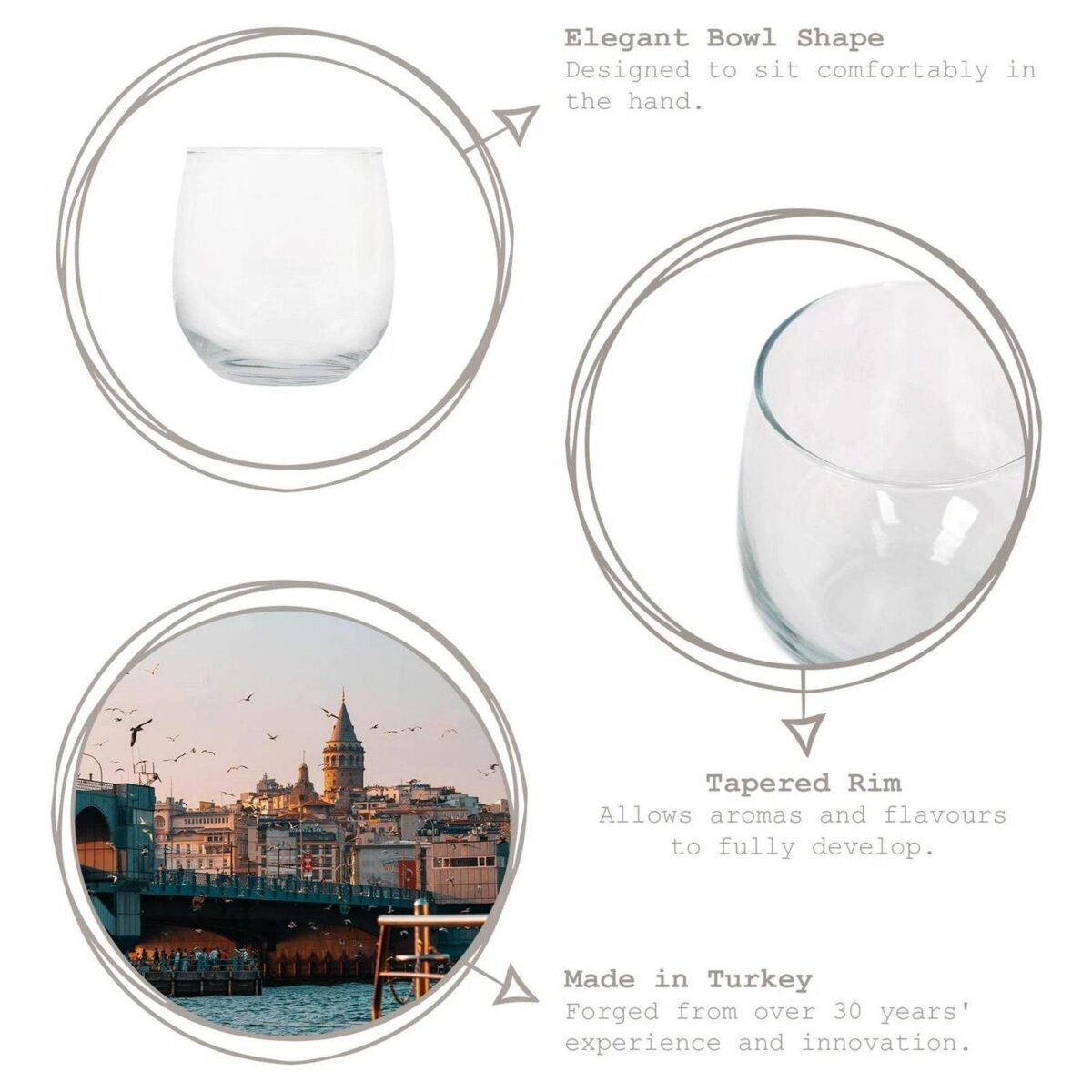 12x LAV 415ml Gaia Whisky Glasses Clear Tumbler Glassware Gift Set - Image 2